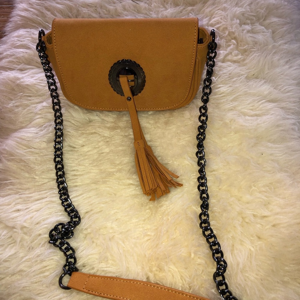 Shoulder Bag Purse Handbag by Zebra Mustard Faux Leather long Strap - Picture 5 of 11